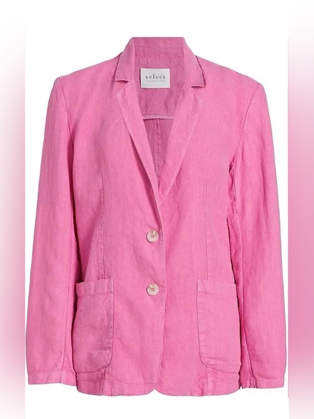 Velvet by Graham & Spencer Women's Cassie Heavy Linen Blazer size XL pink